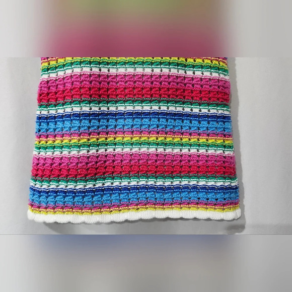 Baby Gap Toddler Crochet Flutter Sleeve Dress Size 4 Years Striped Rainbow - Picture 7 of 8